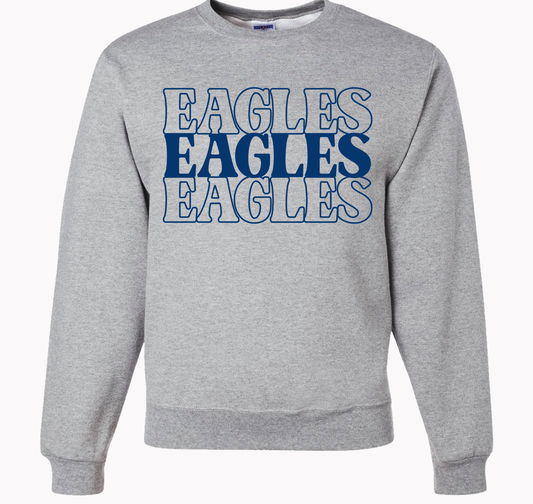 Eagles Retro Cap Stack Grey Crewneck Sweatshirt | Youth - Adult