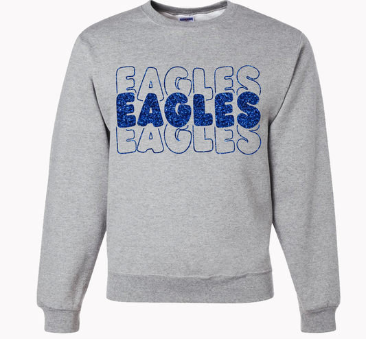 Eagles Casual Retro Stack Grey Crewneck Sweatshirt | Youth - Adult